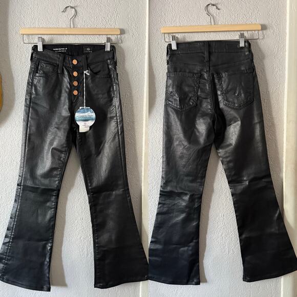 AG Adriano Goldschmied Quinne High Rise Faux Leather Black Jeans NWT Size 23 - Picture 3 of 9